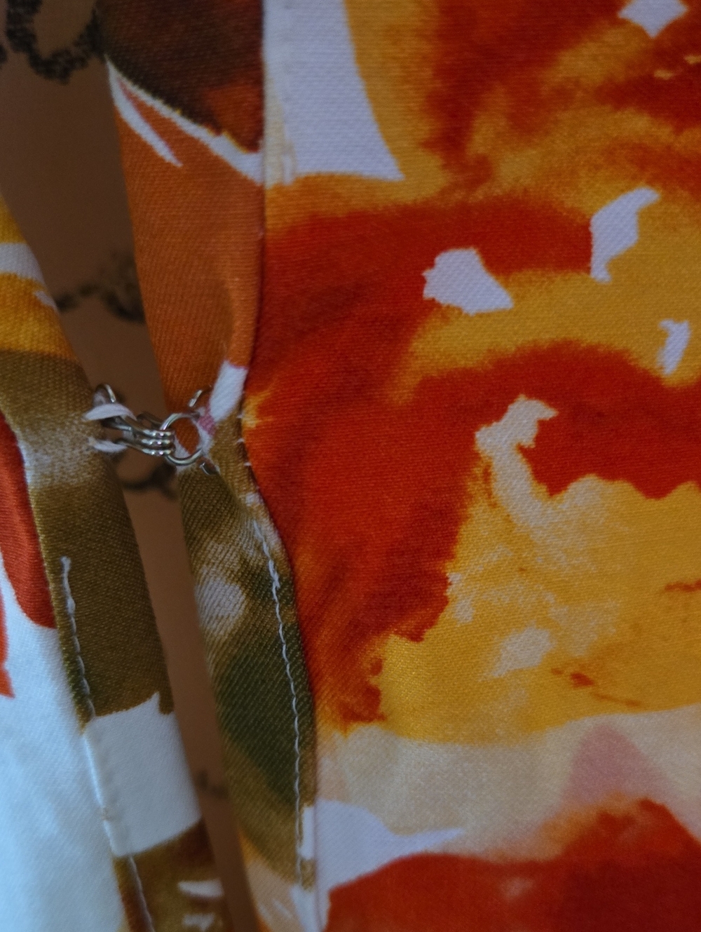 Peck & Peck White Blazer with Red, Orange & Gold Floral Print - Picture 2 of 8